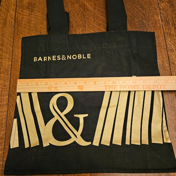 Barnes & Noble Black and Gold Canvas Tote. 14.5" x 14" - Picture 4 of 5